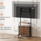LED Rolling TV Stand on Wheels with Mount