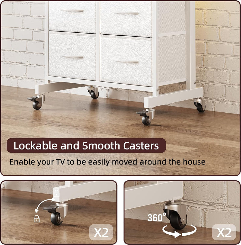 LED Rolling TV Stand on Wheels with Mount