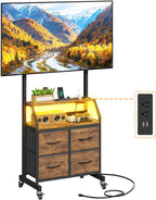 LED Rolling TV Stand on Wheels with Mount