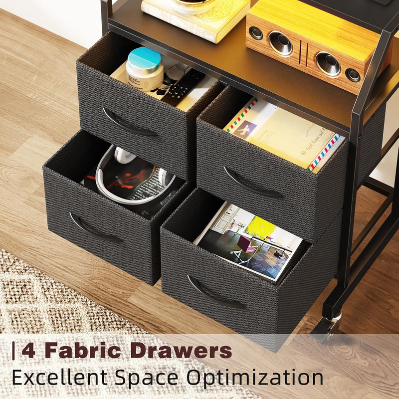 LED Rolling TV Stand on Wheels with Mount