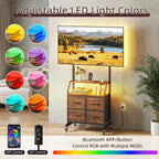LED Rolling TV Stand on Wheels with Mount