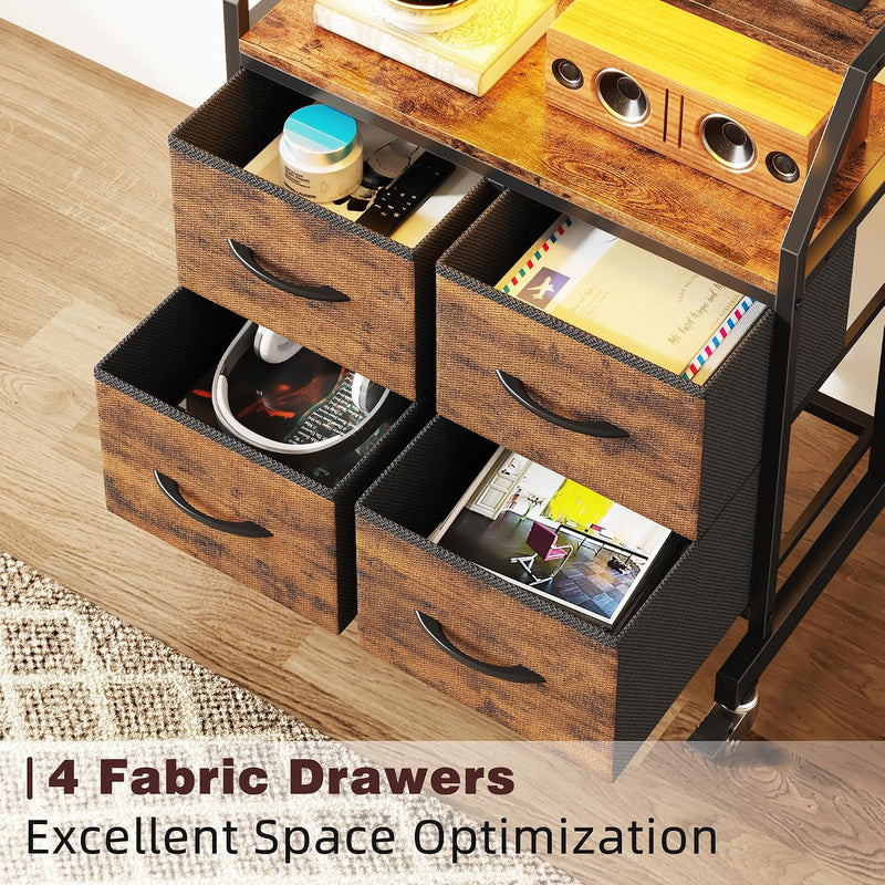 LED Rolling TV Stand on Wheels with Mount