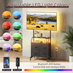 LED Rolling TV Stand on Wheels with Mount