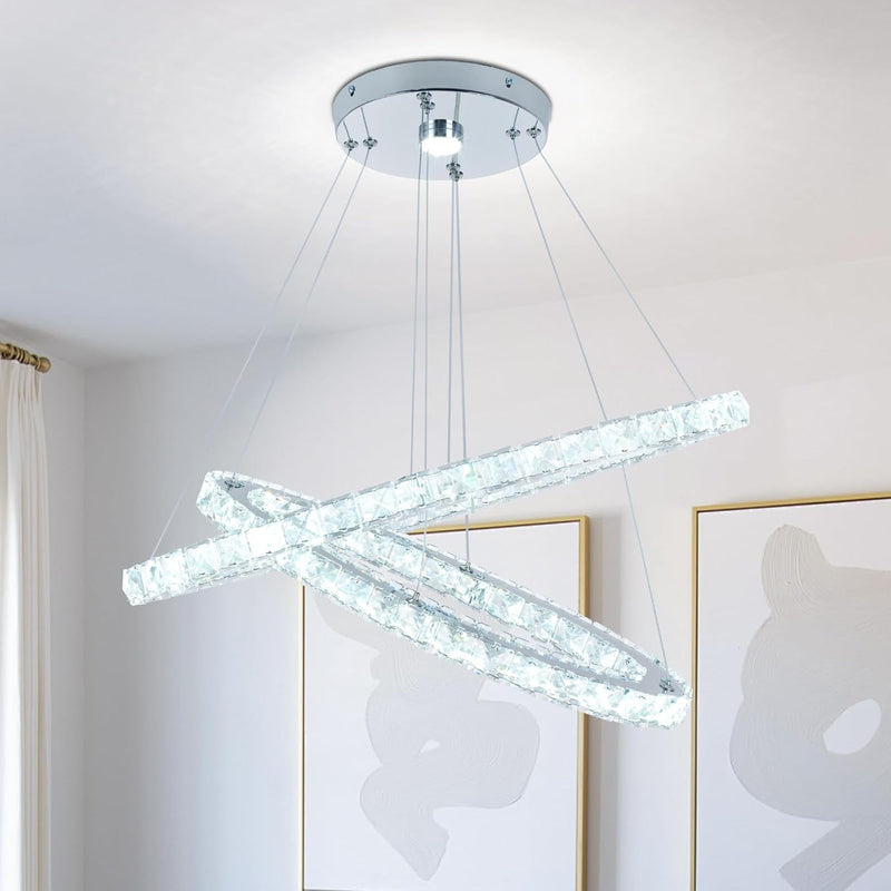 3 Ring Crystal Pendant Light Dimmable with Remote