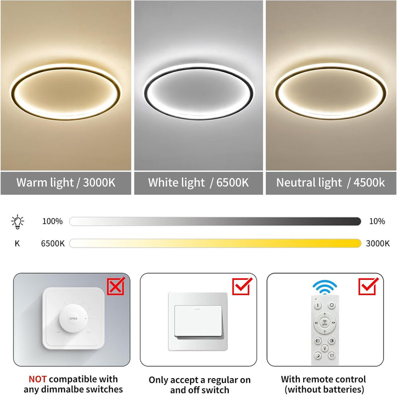 LED Square Ceiling Light Flush Living Room