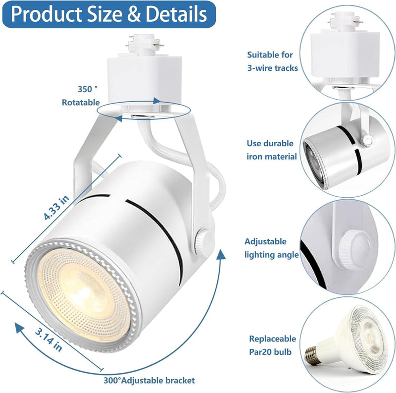 LED Track Lighting Heads Kit Dimmable Lights