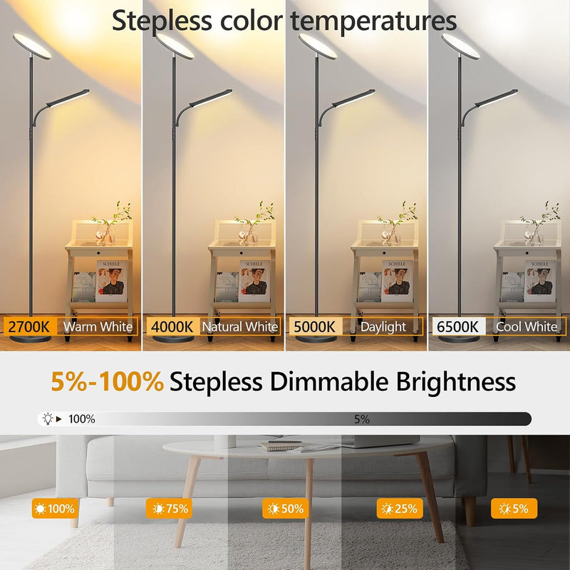 LED Uplighter Floor Lamp Living Room 42W 2700K-6500K
