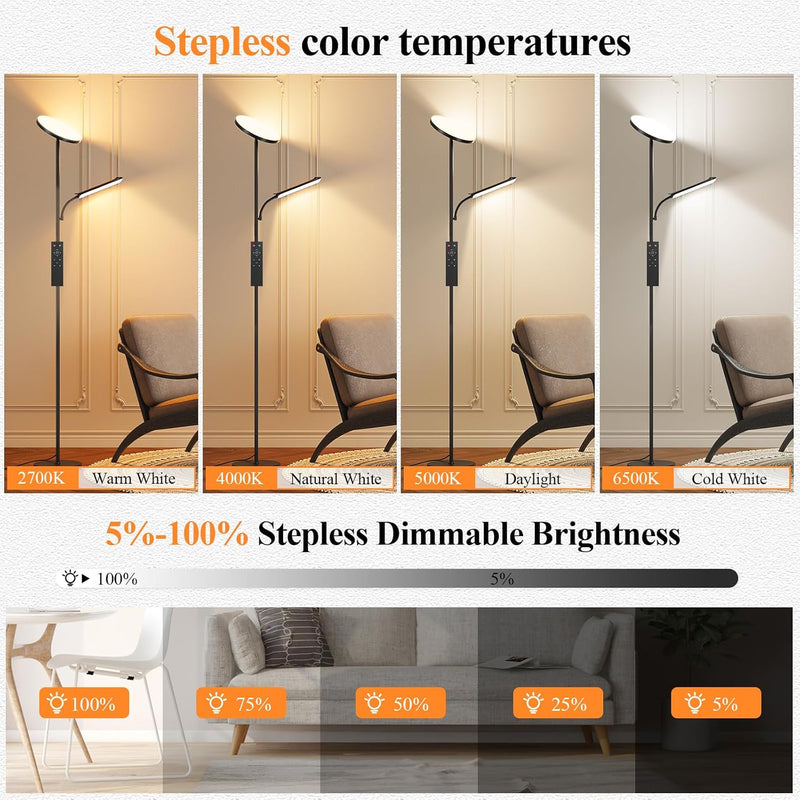 LED Uplighter Floor Lamp Living Room 42W 2700K-6500K