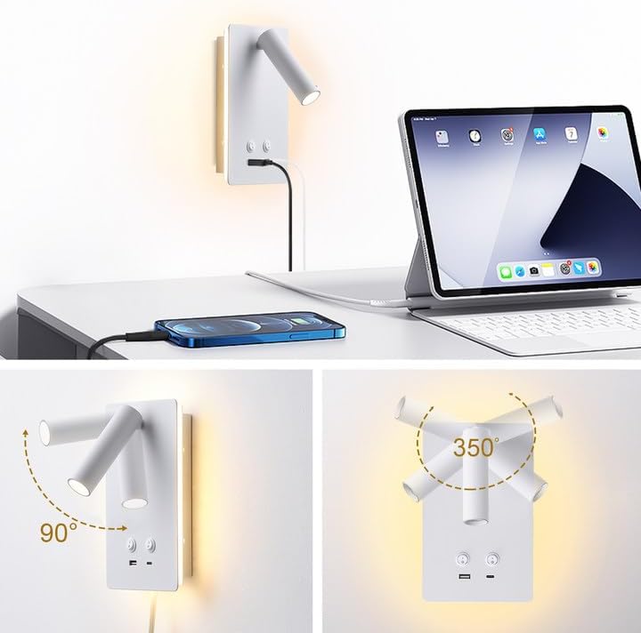 LED Wall Lamp Mounted Reading Lights Adjustable Headboard