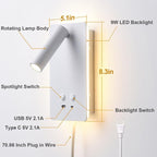 LED Wall Lamp Mounted Reading Lights Adjustable Headboard