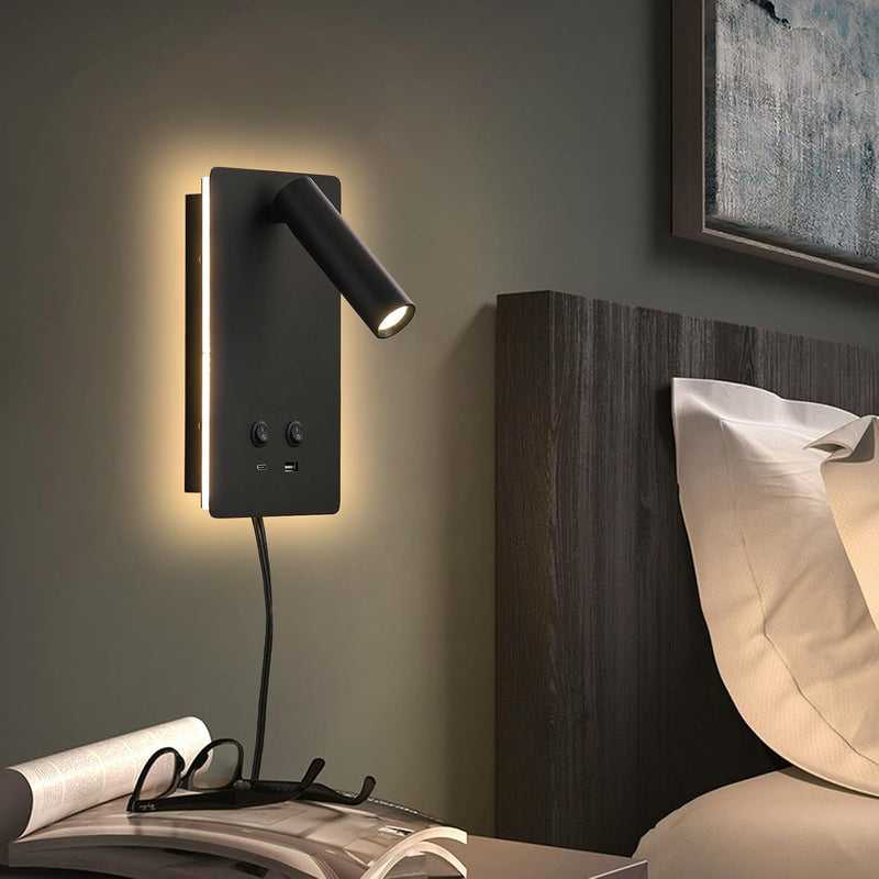 LED Wall Lamp Mounted Reading Lights Adjustable Headboard