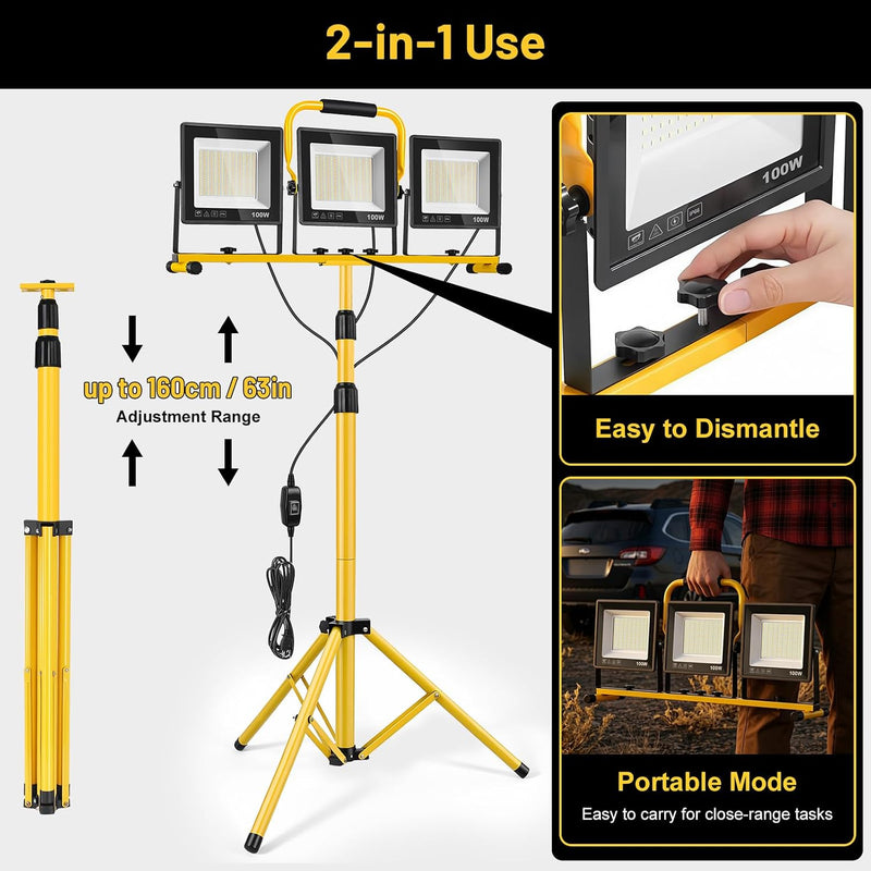 LED Work Light with Tripod 21000lm 3 Adjustable