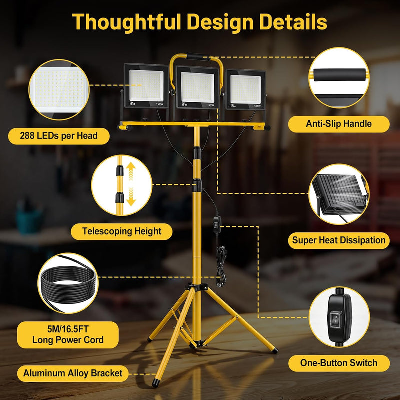 LED Work Light with Tripod 21000lm 3 Adjustable