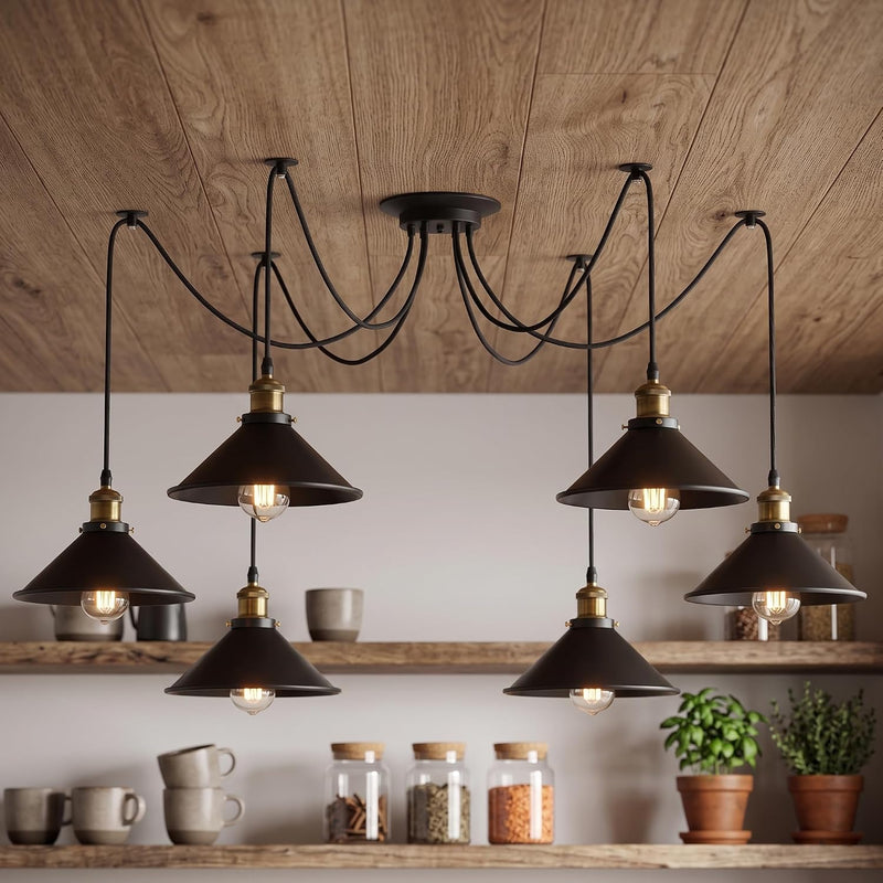 8 Head Spider Pendant Light with Adjustable 2m