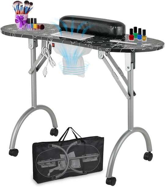 Folding Portable Vented Beauty Manicure Table Nail Desk