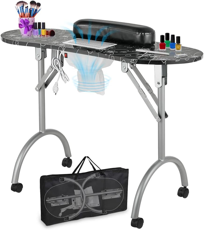 Folding Portable Vented Beauty Manicure Table Nail Desk