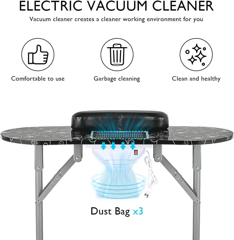 Folding Portable Vented Beauty Manicure Table Nail Desk