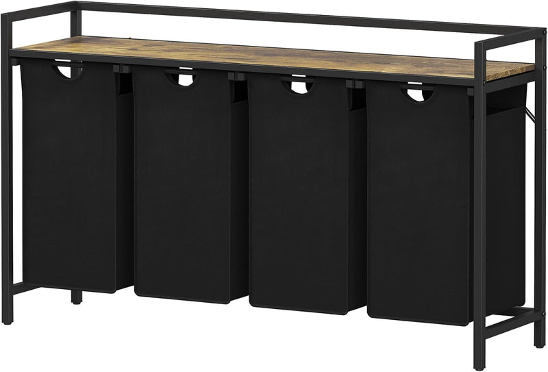 3 Sections Laundry Hamper 120L Basket with Shelf