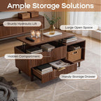 Lift Top Coffee Table Fluted Design Lifting Tea