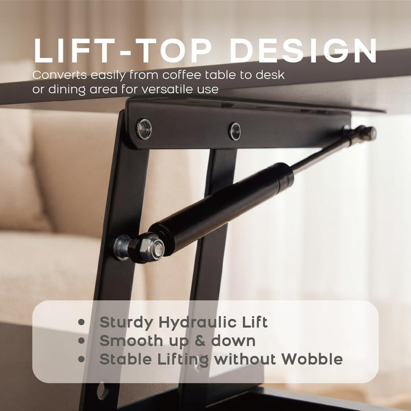 Lift Top Coffee Table Fluted Design Lifting Tea