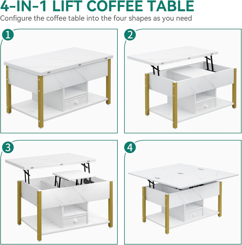 Lift Top Coffee Table with Drawers 4