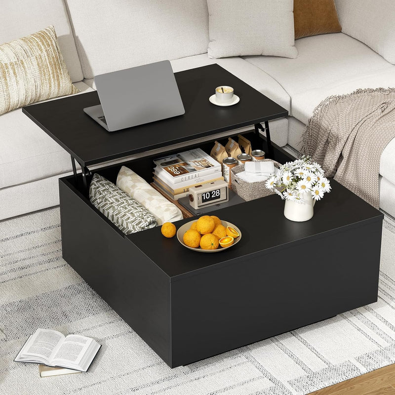 Lift Top Coffee Table with Hidden Storage 80