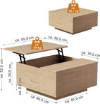 Natural Lift Top Coffee Table with Hidden Storage