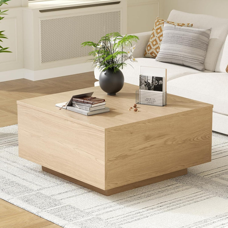 Natural Lift Top Coffee Table with Hidden Storage