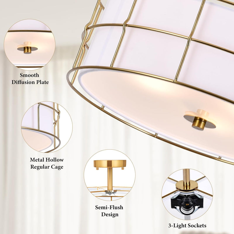 Ceiling Light 3-Light Semi Flush Mount Lights