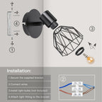 Light Fittings for Ceilings Adjustable Metal Wire Cage