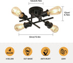 Light Fixture 4-Light Industrial Chandelier with E27 Base