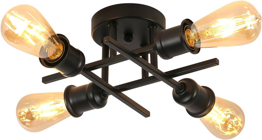 Light Fixture 4-Light Industrial Chandelier with E27 Base