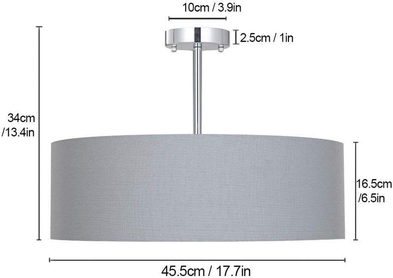Ceiling Light Modern Fabric Pendant Shade Large Drum