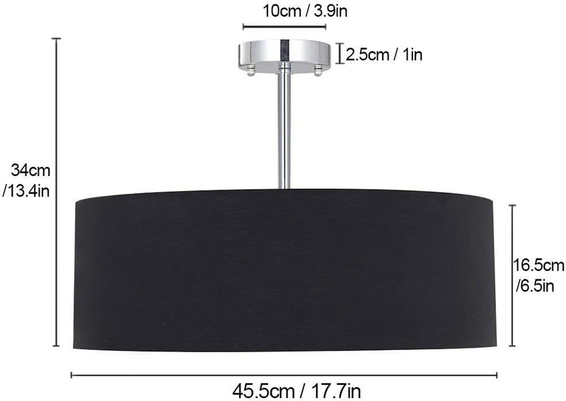 Ceiling Light Modern Fabric Pendant Shade Large Drum
