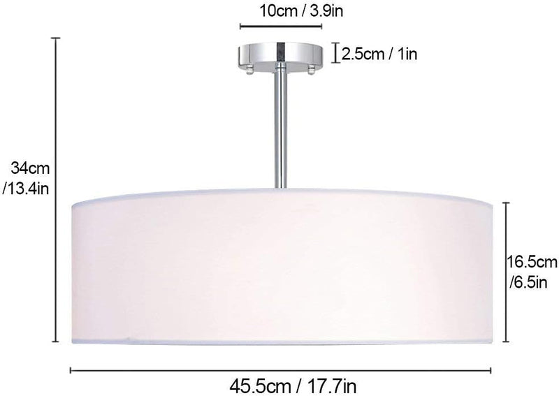 Ceiling Light Modern Fabric Pendant Shade Large Drum