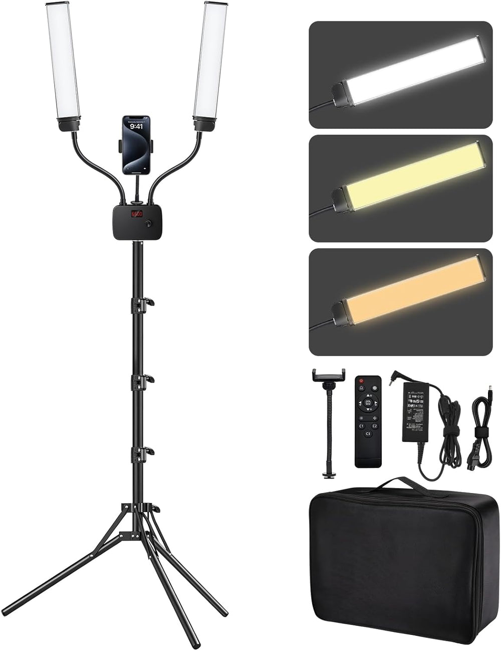 Light with 75'' Tripod Stand Dimmable 3 Colour