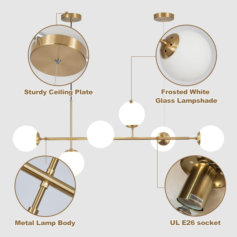 Lighting 6-Light Globe Chandelier Kitchen Island Light