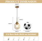 Lighting 7.1”mid-Century Modern Amber Glass Globe Pendant Light