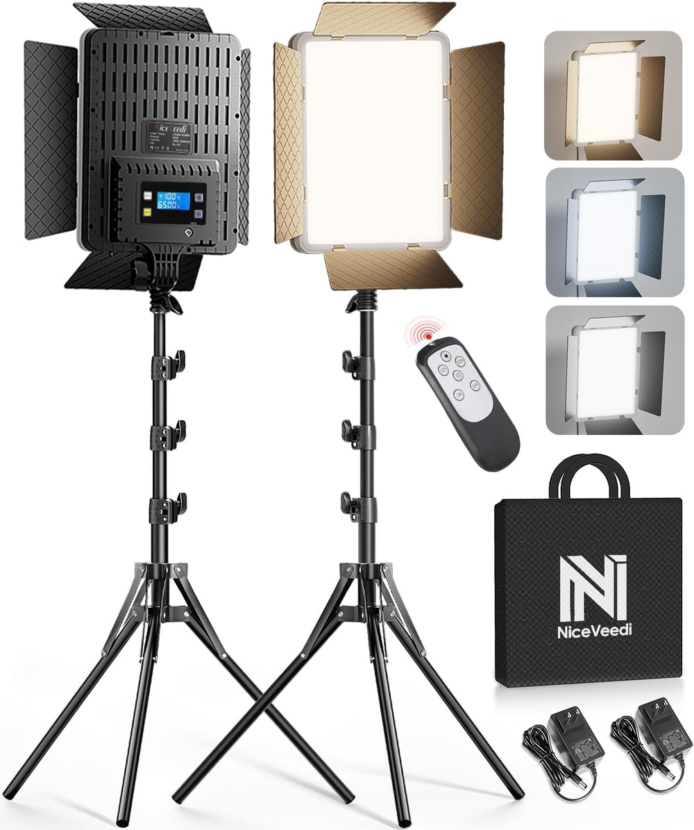 Lighting Bi-Colour Studio Lights -6500K 36W Dimmable LED (2 Pack)