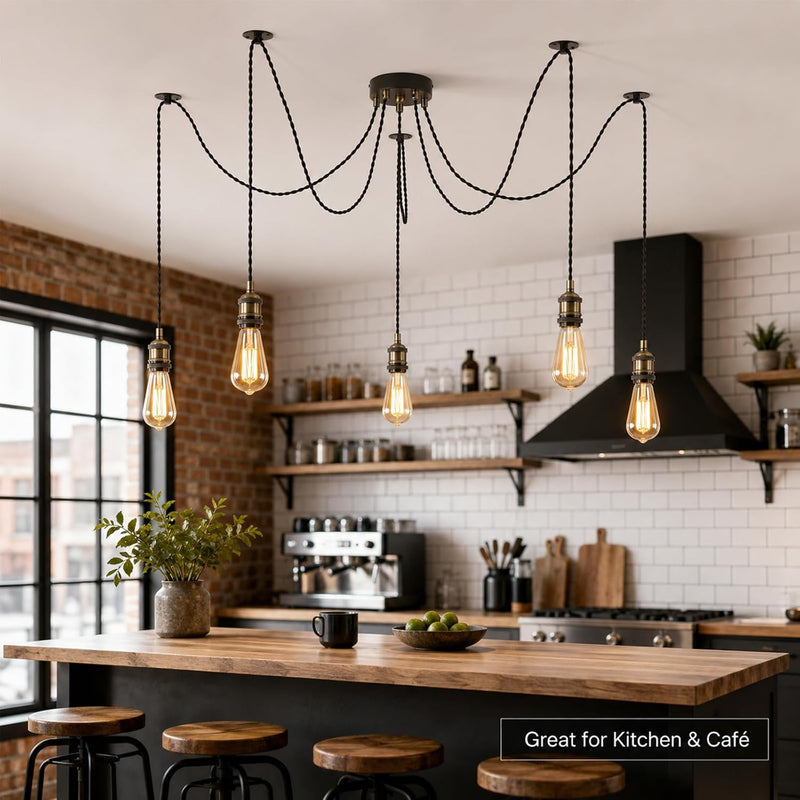 Lighting Industrial 5-Light Spider Pendant Light with Adjustable