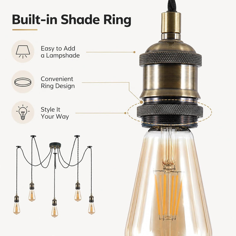 Lighting Industrial 5-Light Spider Pendant Light with Adjustable