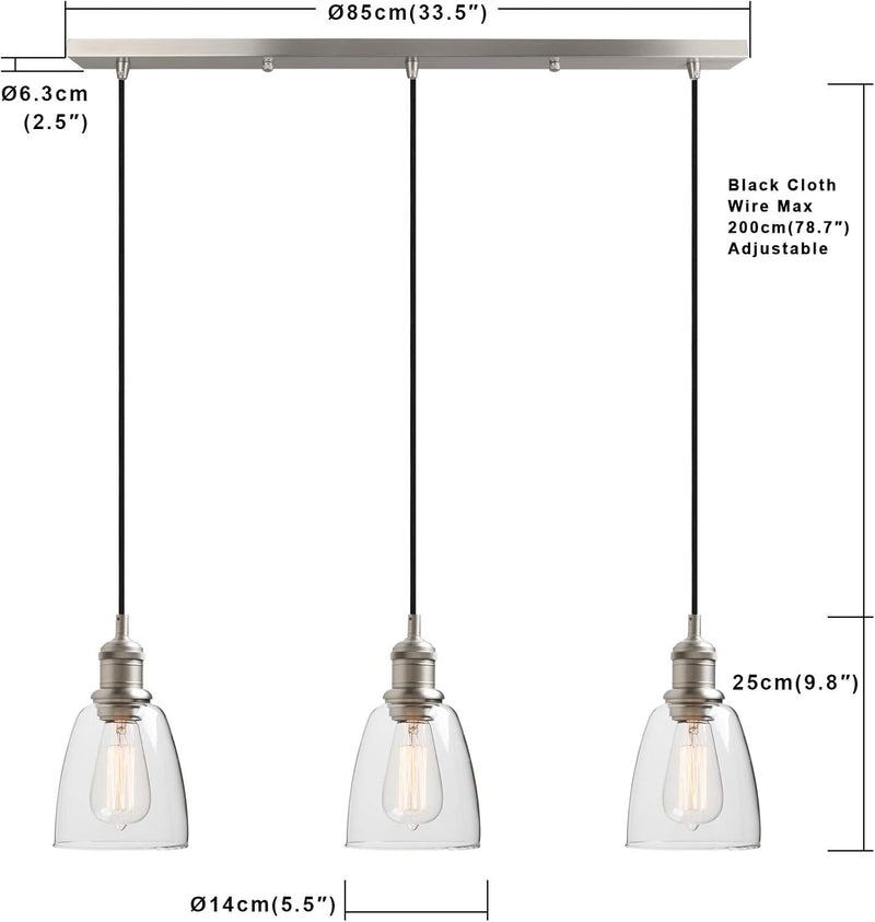 Lighting Industrial Vintage Loft Bar 3 Way Pendant