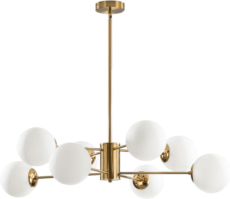 Lighting Mid Century Sputnik Chandelier 6-Light E27 Milk