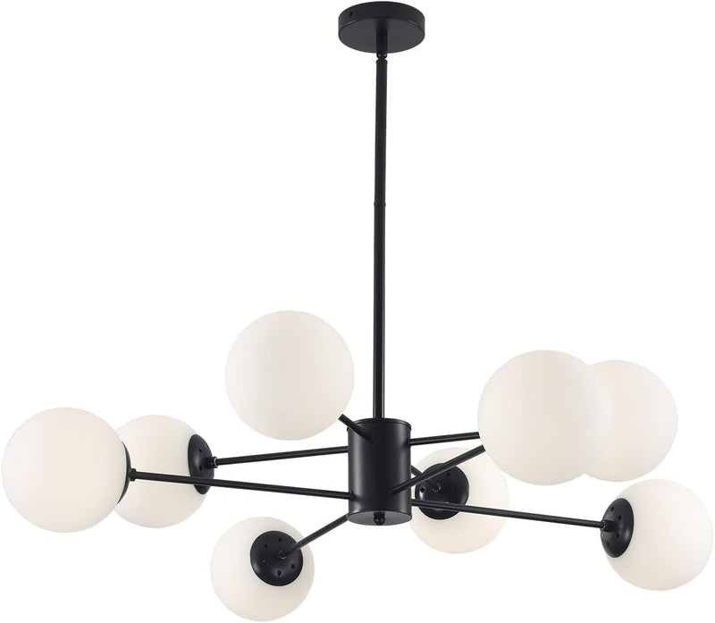 Lighting Mid Century Sputnik Chandelier 6-Light E27 Milk