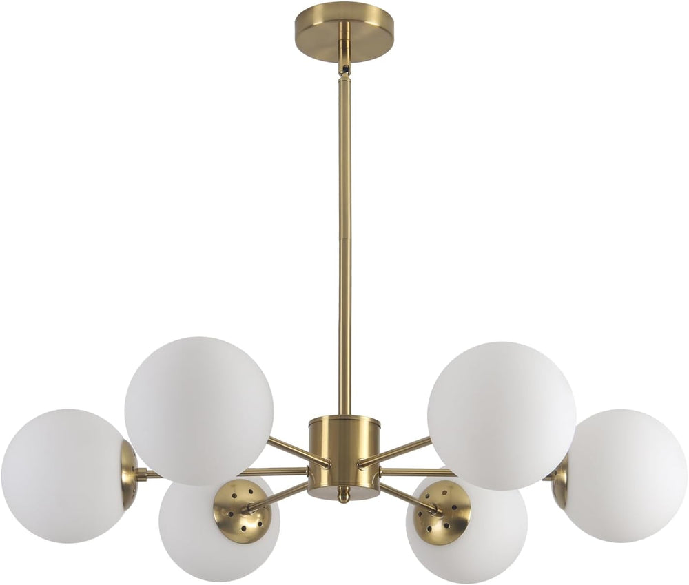 Lighting Mid Century Sputnik Chandelier 6-Light E27 Milk