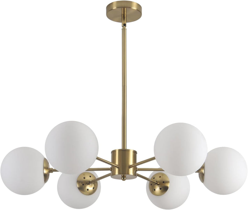 Lighting Mid Century Sputnik Chandelier 6-Light E27 Milk
