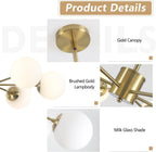 Lighting Mid Century Sputnik Chandelier 6-Light E27 Milk