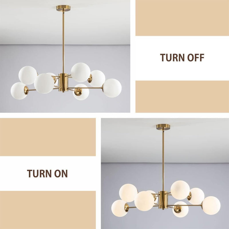 Lighting Mid Century Sputnik Chandelier 6-Light E27 Milk