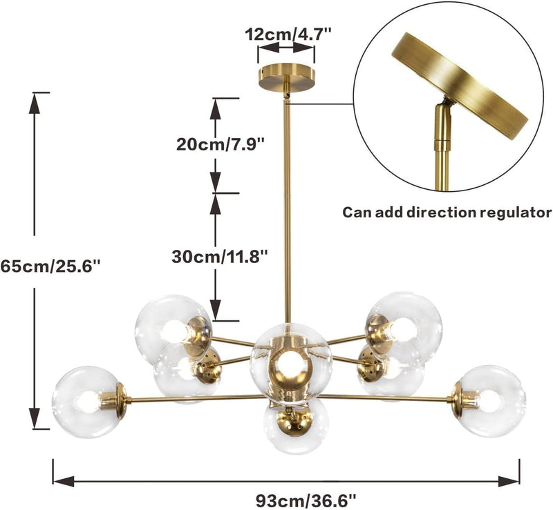 Lighting Mid Century Sputnik Chandelier 6-Light E27 Milk