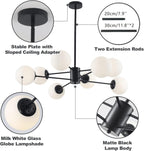 Lighting Mid Century Sputnik Chandelier 6-Light E27 Milk